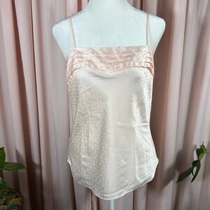 Vintage Indulgence Peach Satin Dot Cami Size 34 USA Made 90s Y2K Lingerie Top